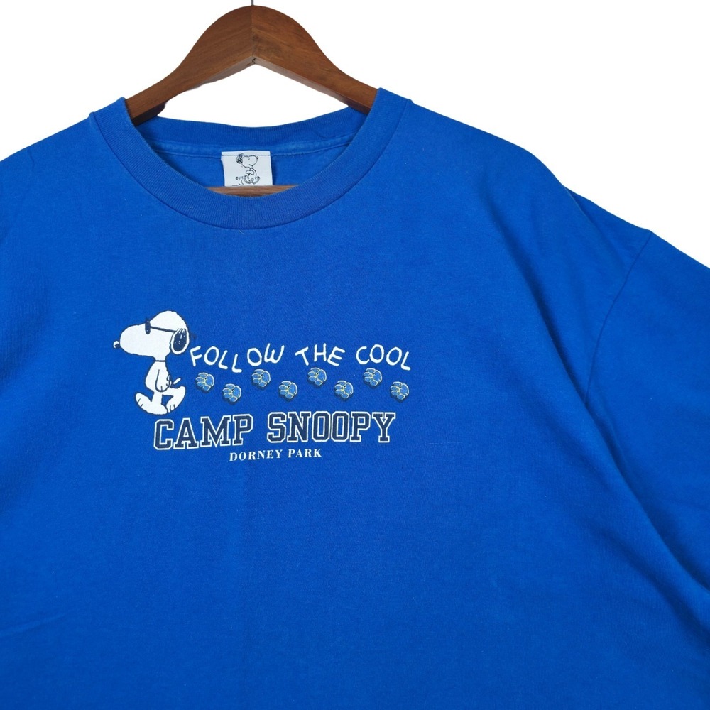 VTG Camp Snoopy T Shirt XXL Blue Joe Cool Dorney Park Peanuts United Feature 90s